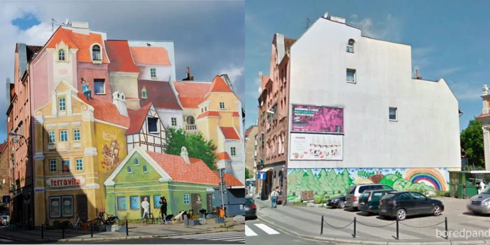 10 μουντά κτίρια πριν και μετά το street art!